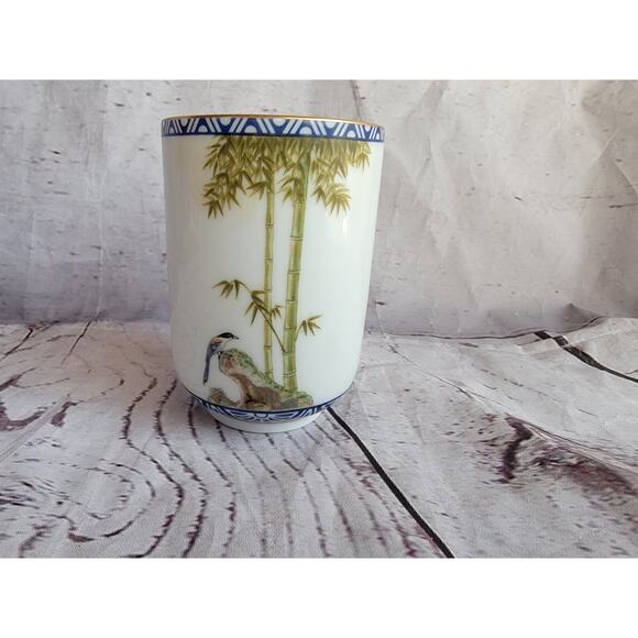 Franklin Mint Kinuko Yamabe Limited Edition Saki Cup Birds Japan Hand painted - Picture 1 of 7